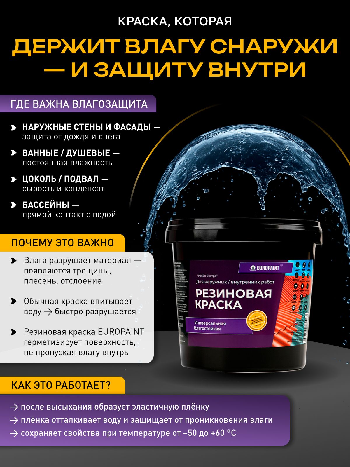 Краска резиновая эластичная  для наружных и внутренних работ, серый шелк